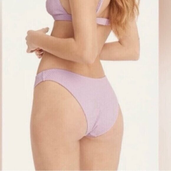 NWT J.Crew Purple Textured Curved Waist Cheeky Bikini Bottom Size Small - Picture 2 of 4